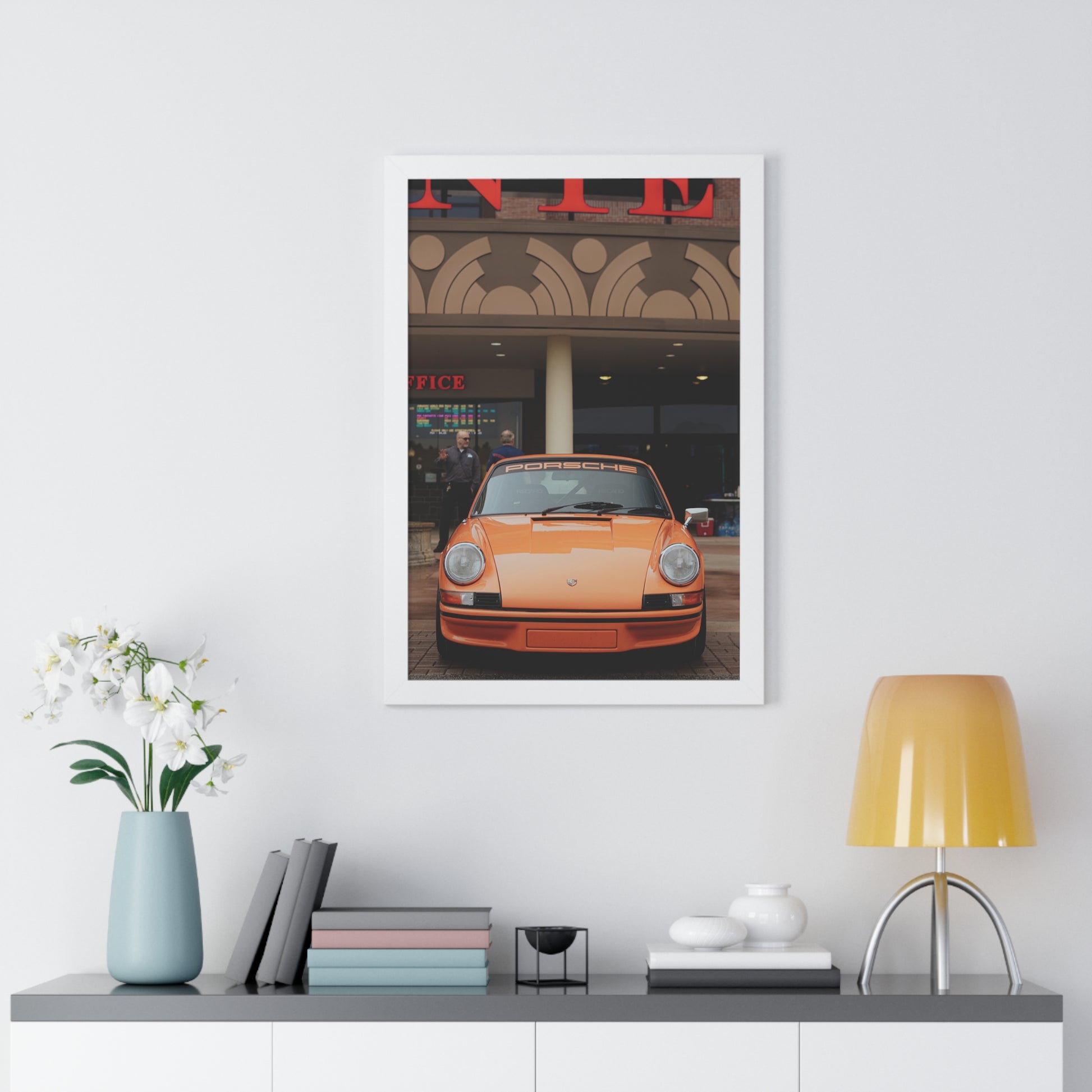Orange Porsche masterpiece framed poster wall art 