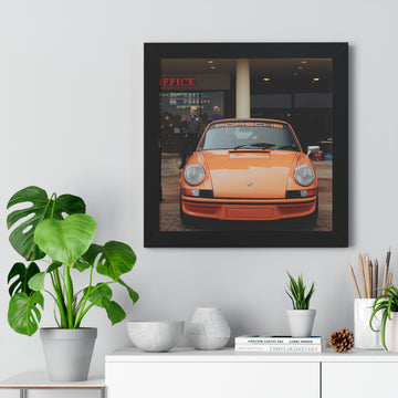 Limited edition framed orange Porsche poster 