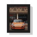 Orange Porsche vertical framed poster wall art 
