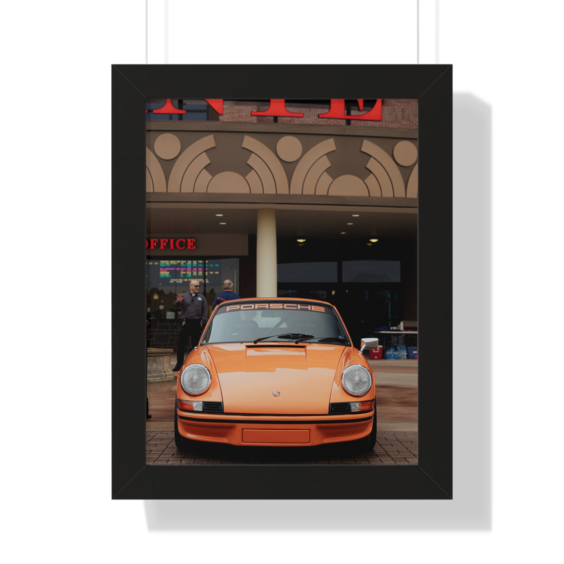 Vertical Framed Poster - Orange Porsche