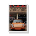 Orange Porsche wall art framed poster vertical edition 