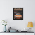Premium framed poster of orange Porsche sports car 