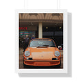 High quality vertical framed orange Porsche poster 